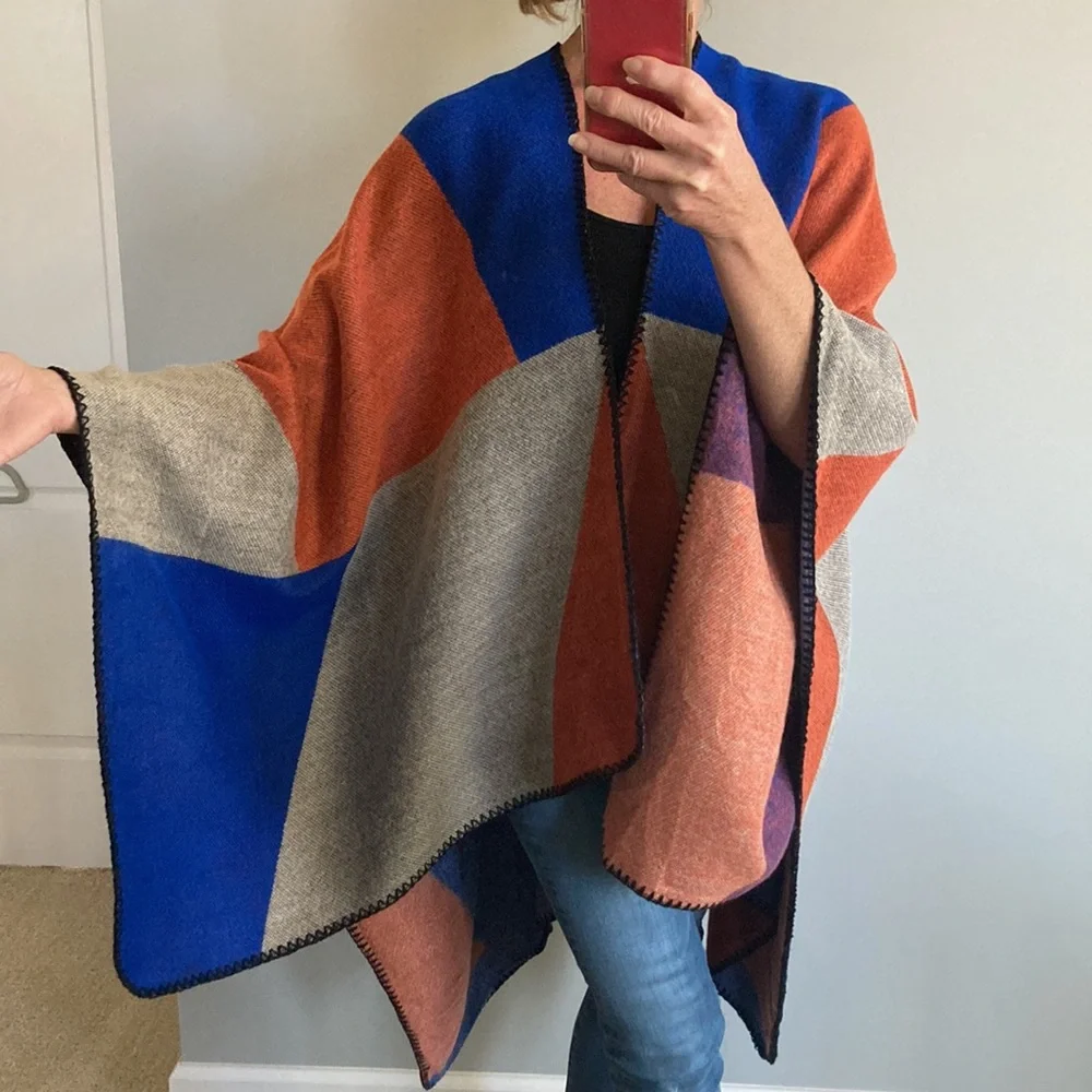 Color Block Open Cardigan Kimono - Picture 3 of 8